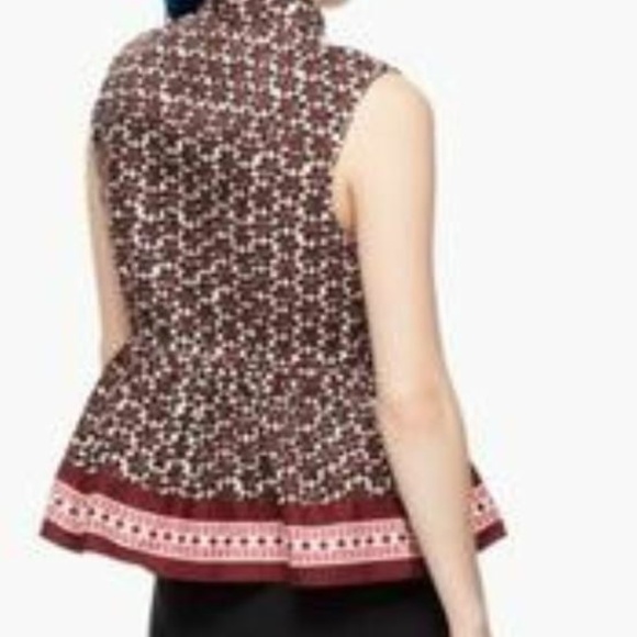KATE SPADE Floral Tile Peplum Top in Rambling Roses Size XS MSRP $178 - Picture 2 of 5